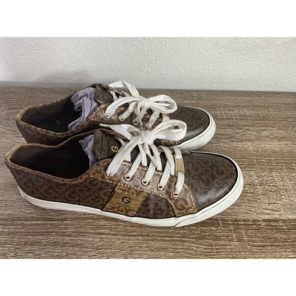 G by GUESS Brown Leopard Print Sneakers‎ Women’s 9.5M Monogram Casual Shoes - Picture 11 of 12